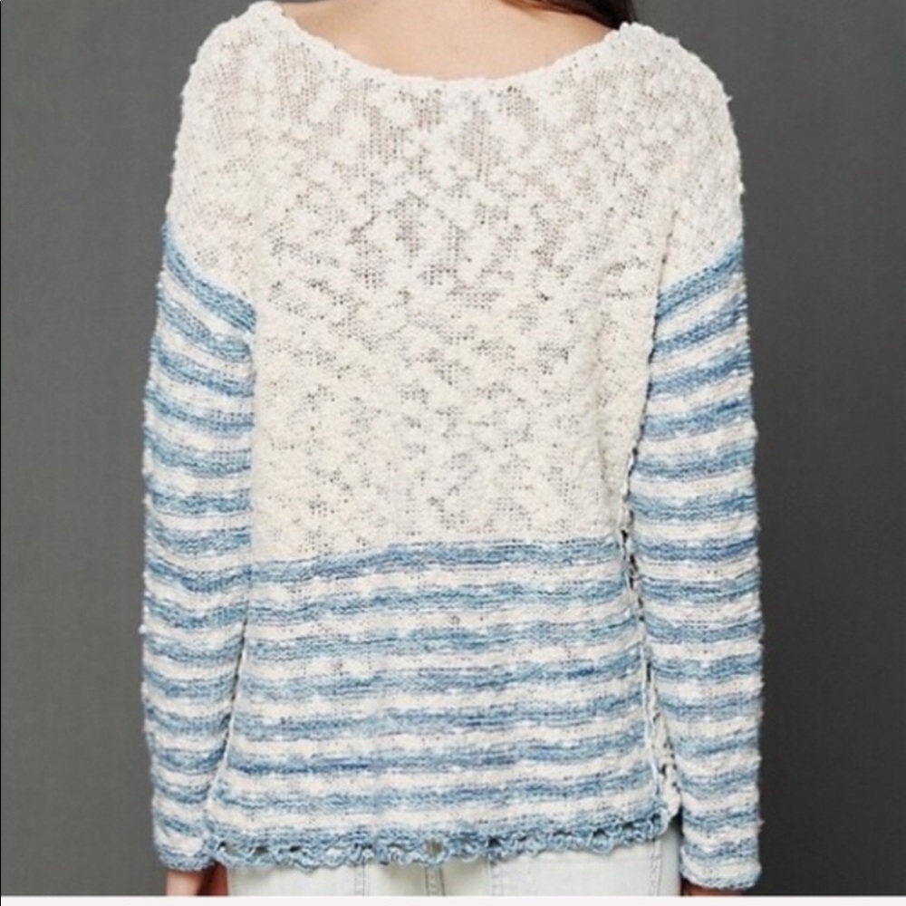 FREE PEOPLE / stripped crochet knit pullover - Picture 2 of 6